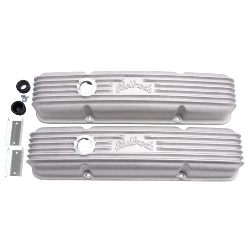 Bild på Edelbrock Valve Cover Classic Series Chevrolet 1959 - 1986 262 - 400 CI V8 w Breather Holes Satin