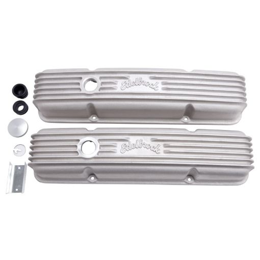 Bild på Edelbrock Valve Cover Classic Series Chevrolet 1959 - 1986 262 - 400 CI V8 w Oil Fill Hole Satin