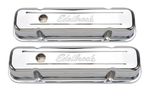 Bild på Edelbrock Valve Cover Signature Series Pontiac 1962 - 1979 301 - 455 CI V8 Tall Chrome