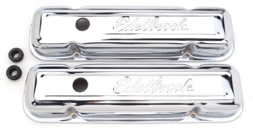 Bild på Edelbrock Valve Cover Signature Series Pontiac 1962 - 1979 301 - 455 CI V8 Low Chrome