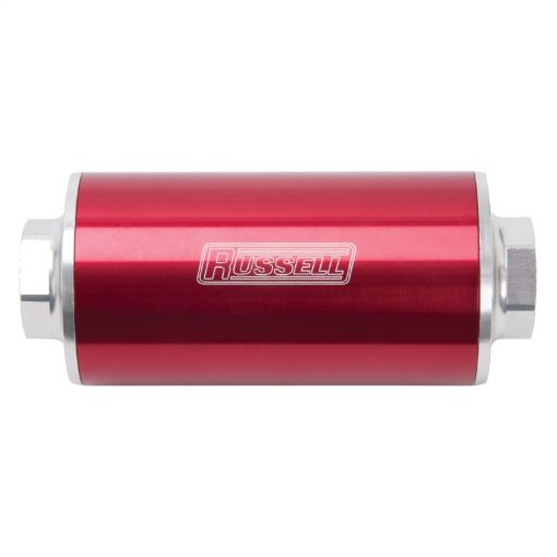 Bild på Russell Performance Profilter Fuel Filter 6in Long 10 Micron - 10AN Inlet - 10AN Outlet - Red