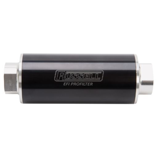 Bild på Russell Performance Profilter Fuel Filter 6in Long 60 Micron - 10AN Inlet - 10AN Outlet - Black