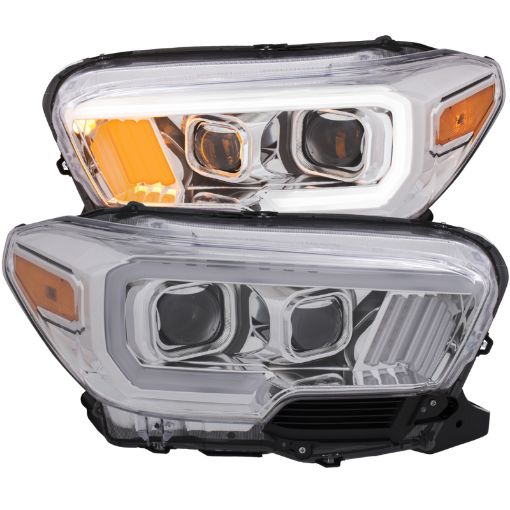 Bild på ANZO 2016 - 2017 Toyota Tacoma Projector Headlights w Plank Style Design Chrome w Amber