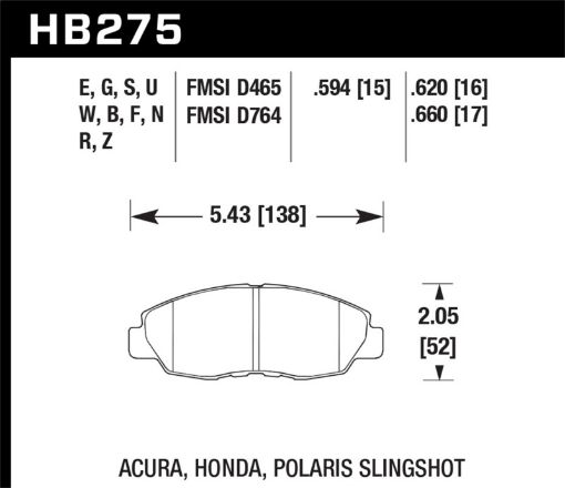 Bild på Hawk 93 - 02 Honda Accord 96 - 05 Honda Civic HT - 10 Race Front Brake Pads