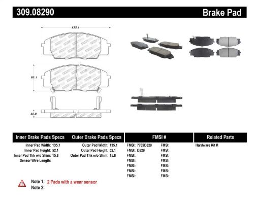 Bild på StopTech Performance 00 - 09 S200006 Civic Si02 - 06 RSX - S (non base) Front Brake Pads