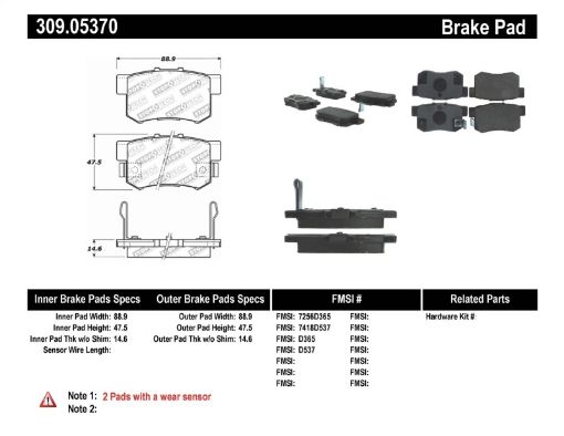 Bild på StopTech Performance 00 - 09 Honda S2000 92 - 07 Accord 04 - 10 Acura TSX 02 - 06 RSX Rear Brake Pads