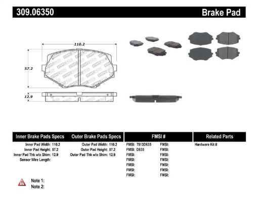 Bild på StopTech Performance 94 - 9799 - 05 Miata wNormal Suspension Front Brake Pads D635