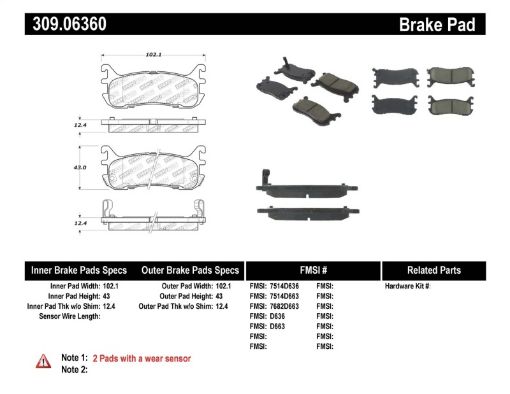 Bild på StopTech Performance 94 - 9799 - 05 Miata w Normal Suspension Rear Brake Pads D636