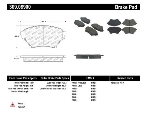 Bild på StopTech Performance 01 - 05 Miata w Sport Suspension Front Brake Pads D890