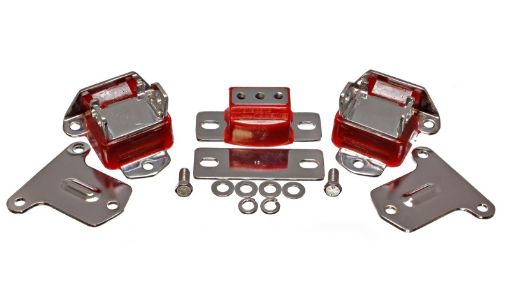 Bild på Energy Suspension 69 - 71 Camaro 70 - 73 Monte Carlo Red Motor and Transmision Mounts Chrome Finish