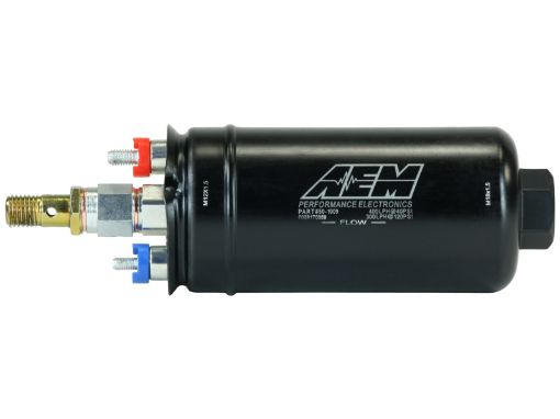 Bild på AEM 400LPH High Pressure Inline Fuel Pump - M18x1.5 Female Inlet to M12x1.5 Male Outlet