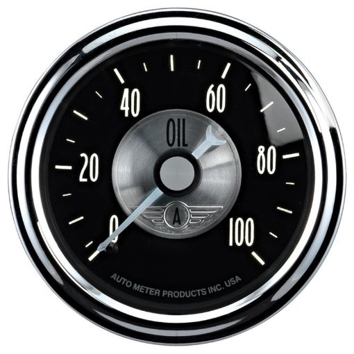 Bild på Autometer Prestige Series Black Diamond 2 - 116in 0 - 100 PSI Mechanical Oil Pressure Gauge