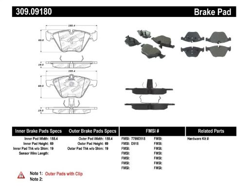 Bild på StopTech Performance 07 - 09 BMW E90E92E93 335i CoupeSedan Front Brake Pads D918