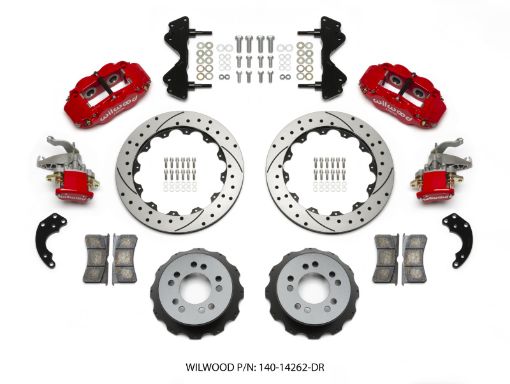 Bild på Wilwood Narrow Superlite 4R MC4 Rear Kit 12.88 Drilled Red Currie Pro - Tour Unit Bearing Floater