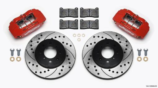 Bild på Wilwood DPHA Front Caliper Rotor Kit Drill Red Honda Acura w 262mm OE Rotor