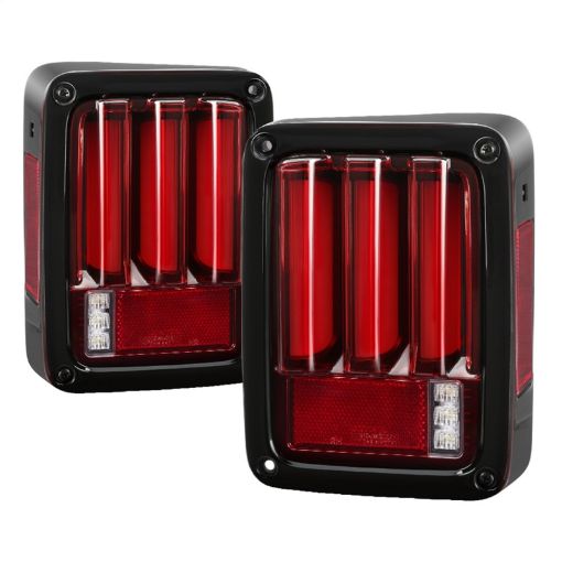 Bild på Spyder 07 - 16 Jeep Wrangler Version 2 Light Bar LED Tail Lights - Red Clear (ALT - YD - JWA07V2 - LBLED - RC)