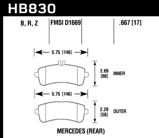 Bild på Hawk 13 - 16 Mercedes - Benz SL63 AMGSL65 AMG Perfromance Ceramic Street Rear Brake Pads