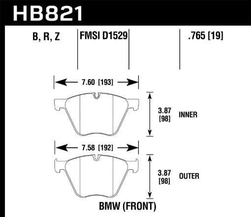 Bild på Hawk 10 - 15 BMW 760Li 11 - 15 BMW B7 AlpinaB7 Alpina xDrive Performance Ceramic Front Brake Pads