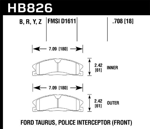 Bild på Hawk 13 - 16 Ford Taurus SHO 13 - 16 Lincoln MKS Performance Ceramic Street Front Brake Pads