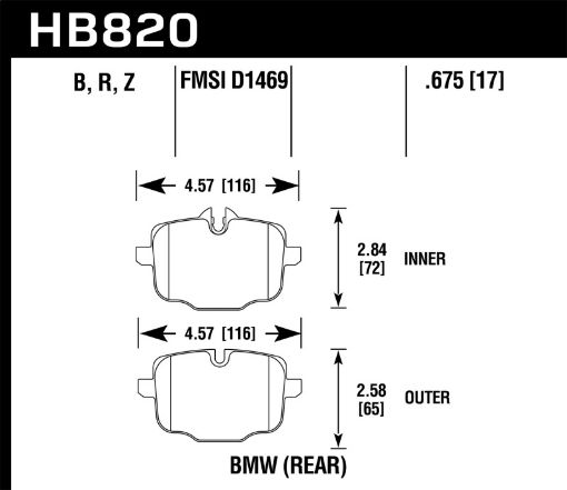 Bild på Hawk 12 - 17 BMW M6 14 - 17 BMW M6 Gran Coupe 13 - 16 BMW M5 HPS 5.0 Rear Brake Pads