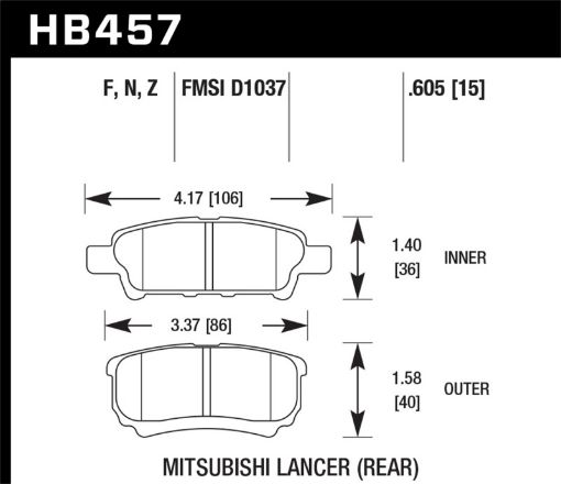 Bild på Hawk 07 - 09 Dodge Caliber RT 08 - 09 Caliber SXT 08 - 09 Mitsubishi Lancer DEESGTS HPS Street Rear