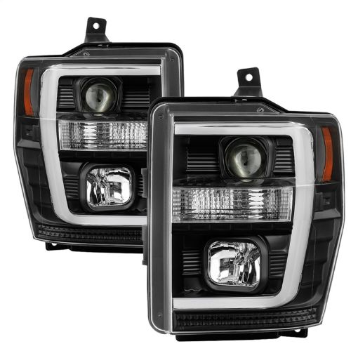 Bild på Spyder 08 - 10 Ford F - 250 Projector Headlights V2 - Light Bar DRL LED - Black PRO - YD - FS08V2 - LB - BK