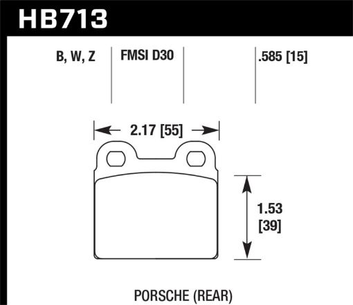 Bild på Hawk 65 - 69 Porsche 911912 Performance Ceramic Street Rear Brake Pads